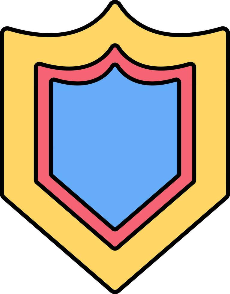Colorful shield icon in flat style. vector