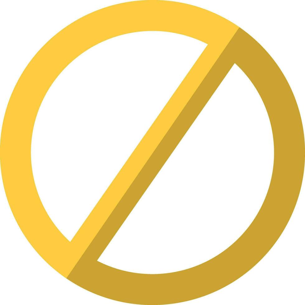 Yellow No sign or symbol in flat style. vector