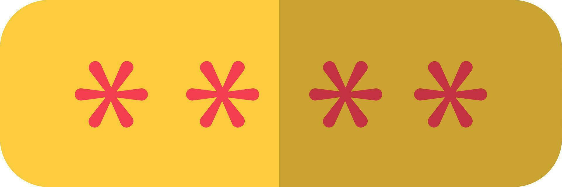 Password icon in red and yellow color. vector