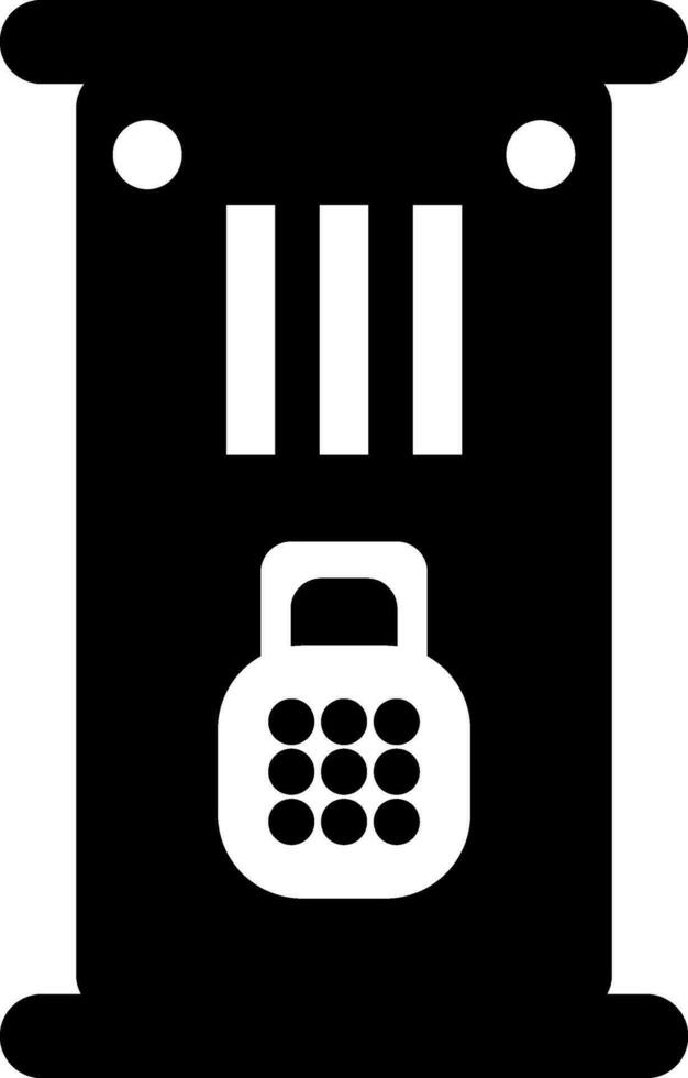 Flat icon of locker in black and white color. vector