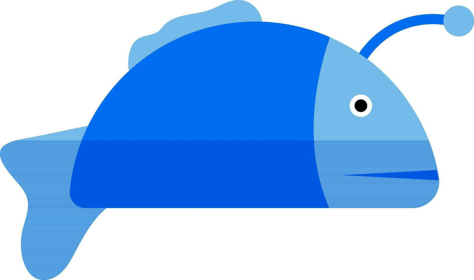 Character of a fish in blue color. vector