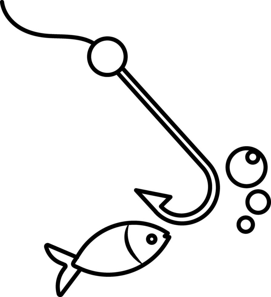 Character of fish with hook. vector