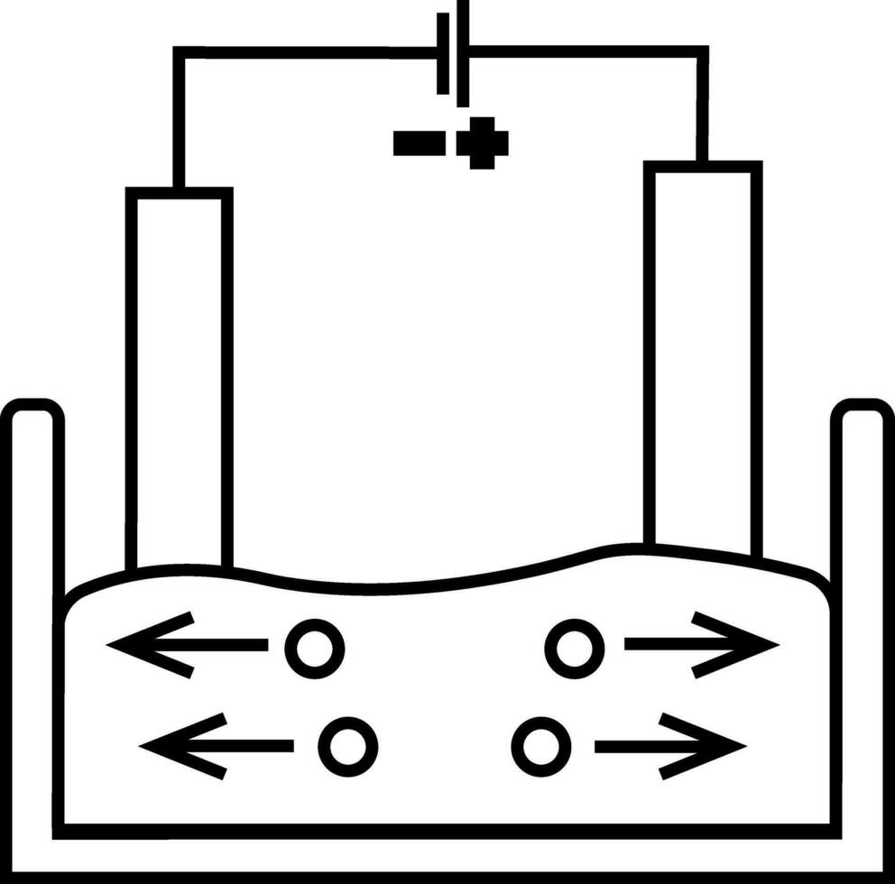 Black and white electrolysis process. vector