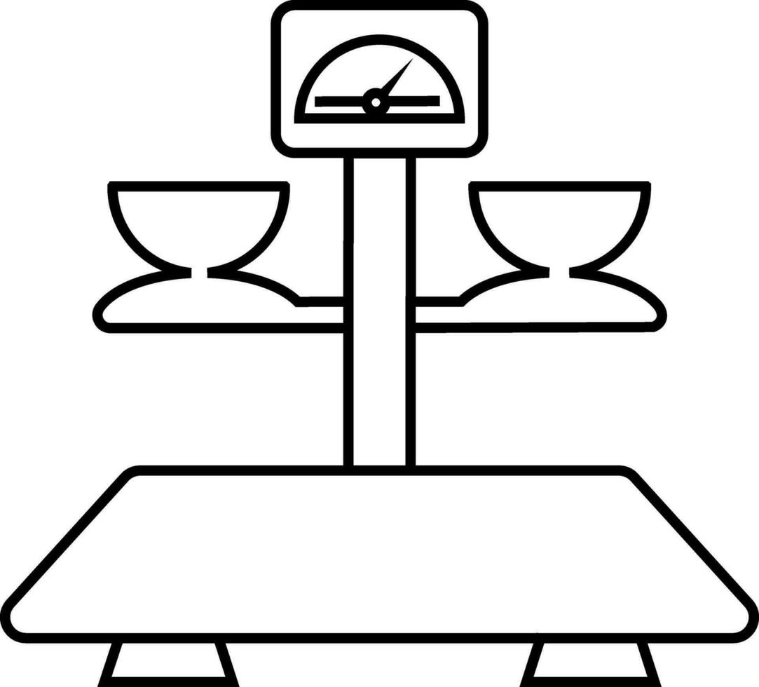 Illustration of balance scale with watch. vector