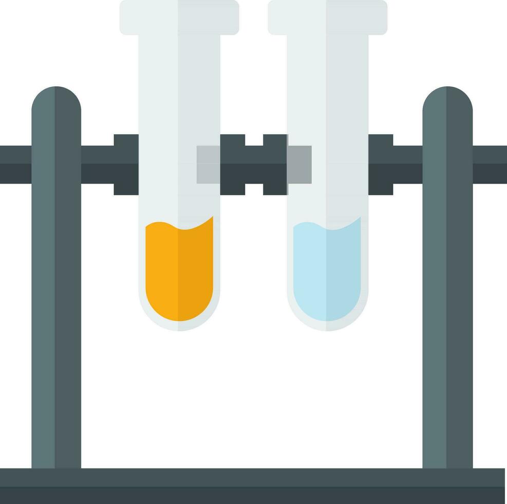 Flat illustration of yellow and blue test tubes. vector