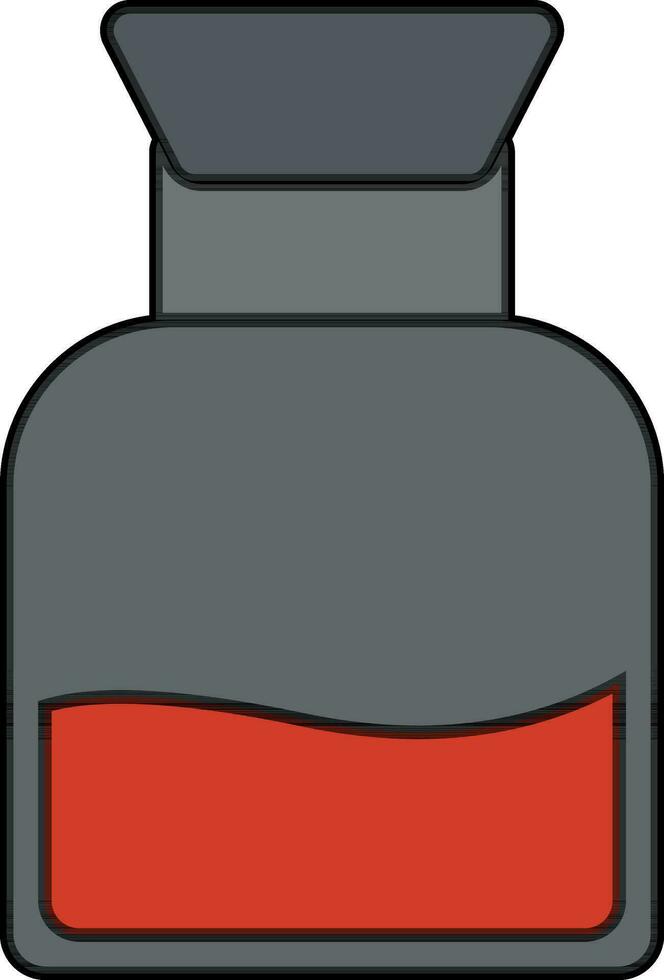 Gray bottle with cork and orange liquid. vector