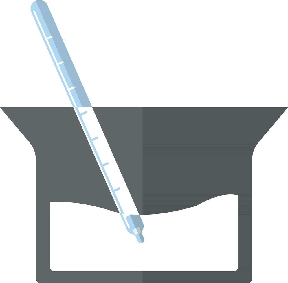 Beaker with test tube in gray and blue color. vector