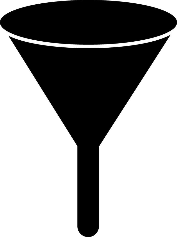 Flat filter funnel in black color. vector