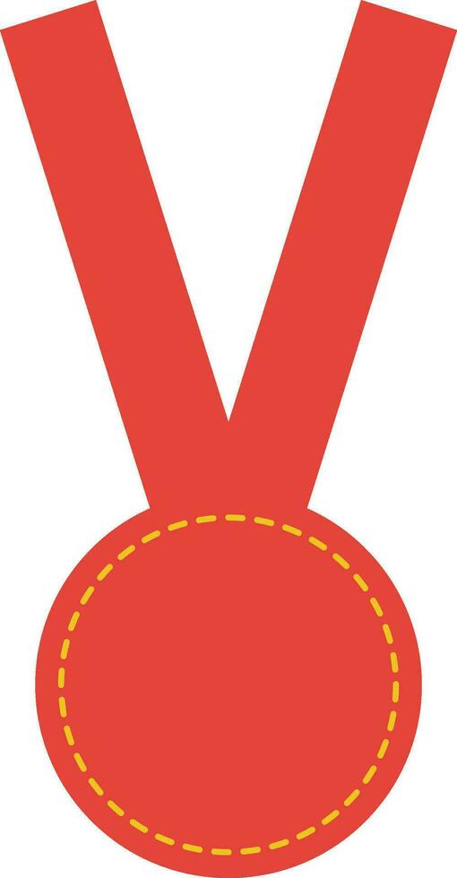 Orange ribbon with circle medal in flat style. vector