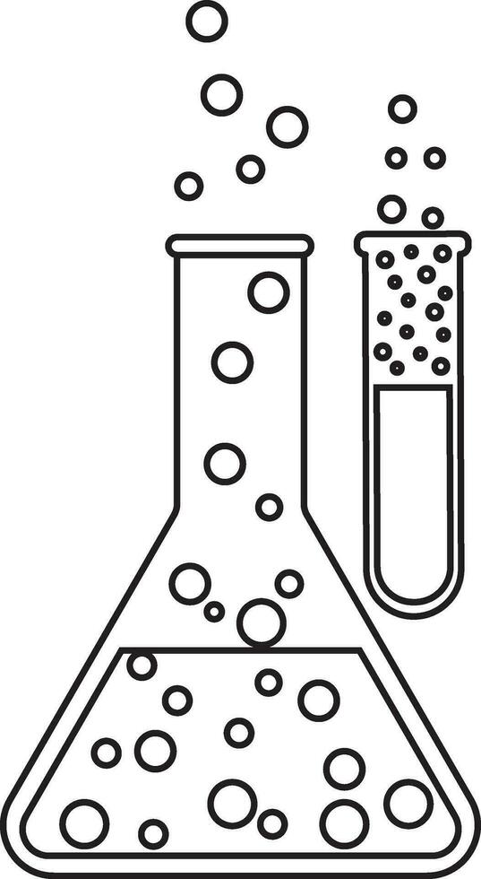 Illustration of laboratory glass in black line art. vector