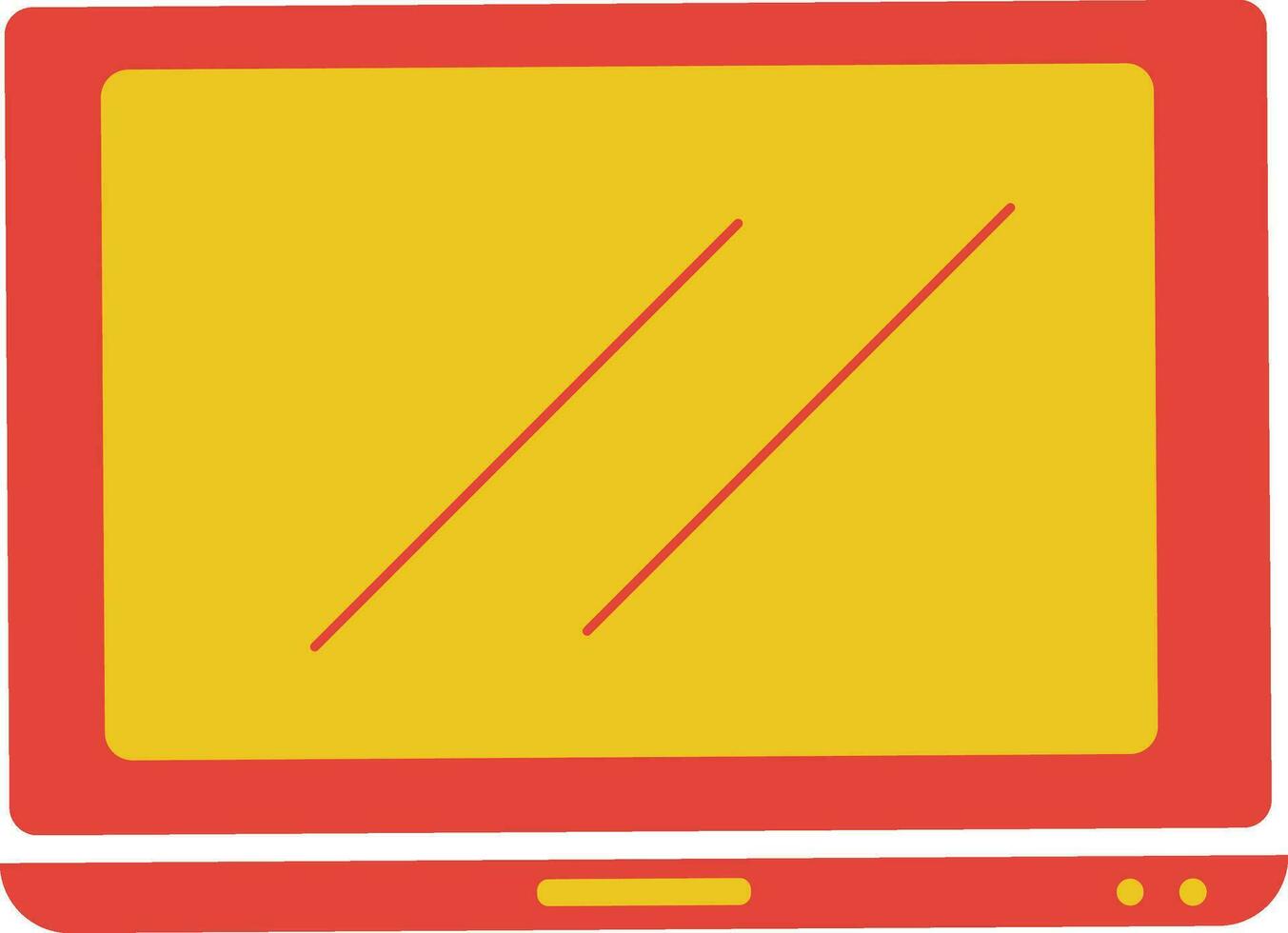 Orange and yellow laptop screen in flat style. vector
