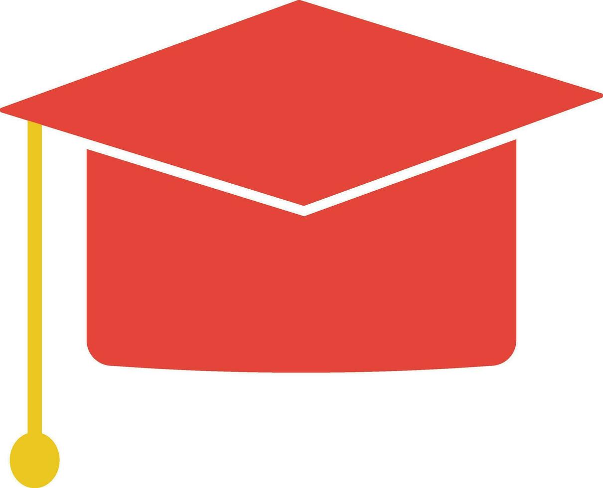 plano estilo graduación gorra en naranja y amarillo color. vector