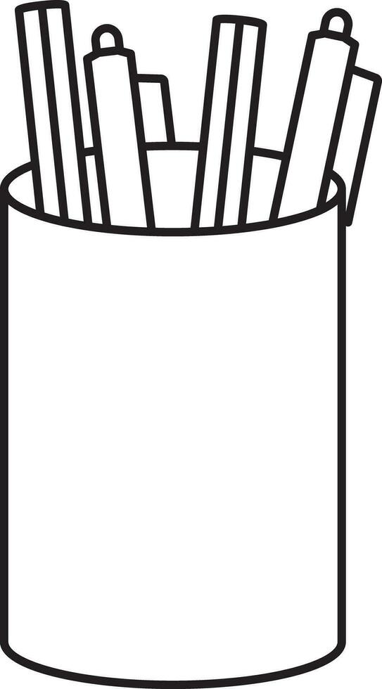 Collection of pen and pencil in box in stroke style. vector