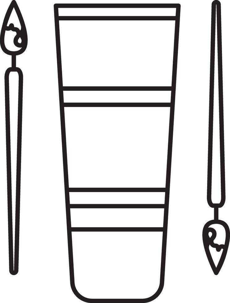 Brush and color tube icon in flat design. vector