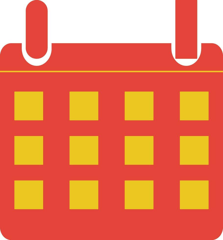 Orange and yellow calender in flat style. vector