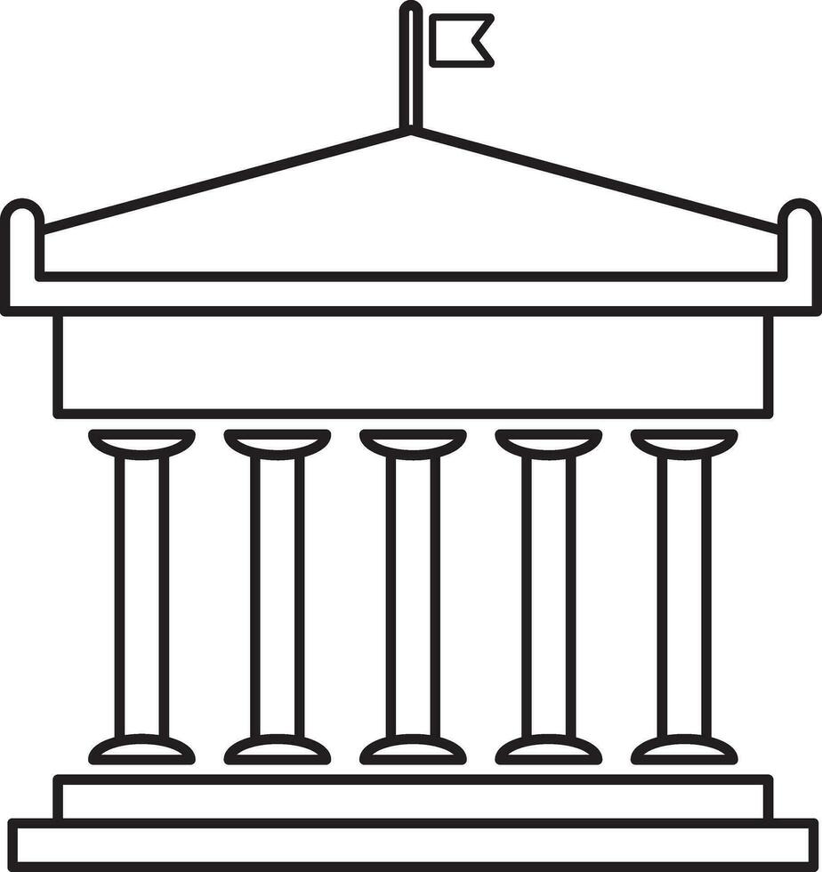 Illustration of school building icon in stoke style. vector