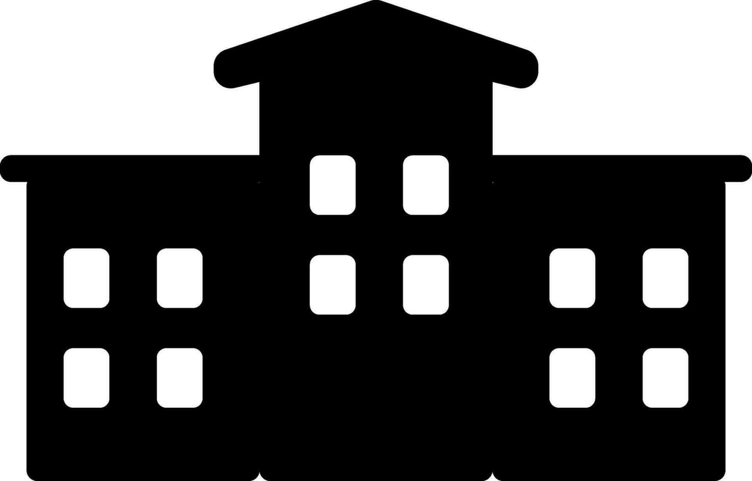 Vector flat icon of school in black and white color.