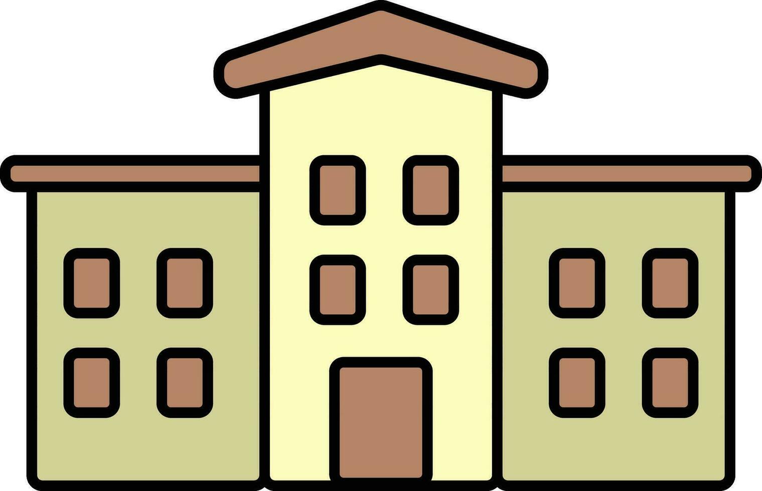Yellow and brown color illustration of school building. vector