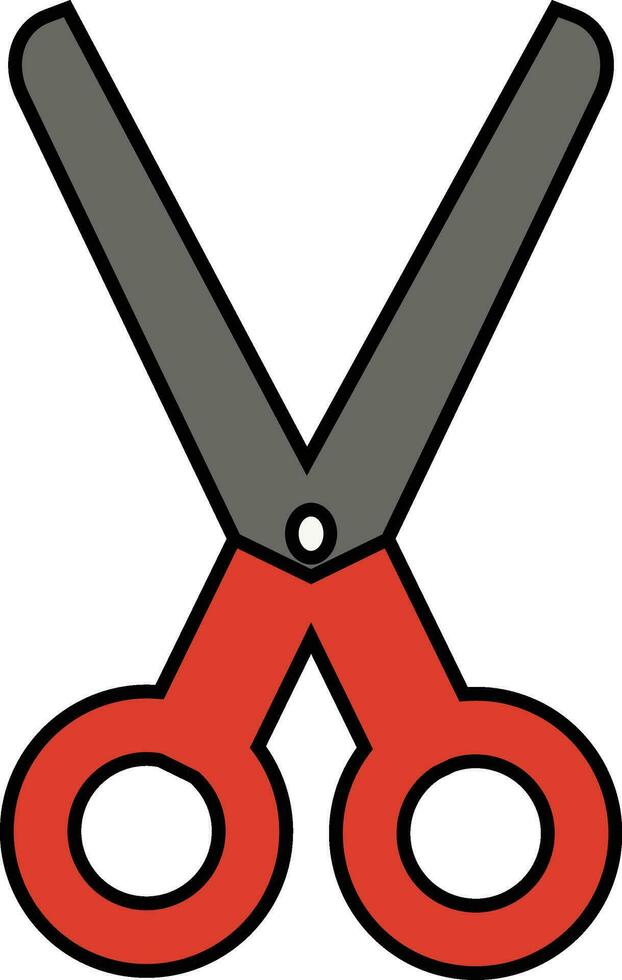 Scissors icon in gray and brown color. vector