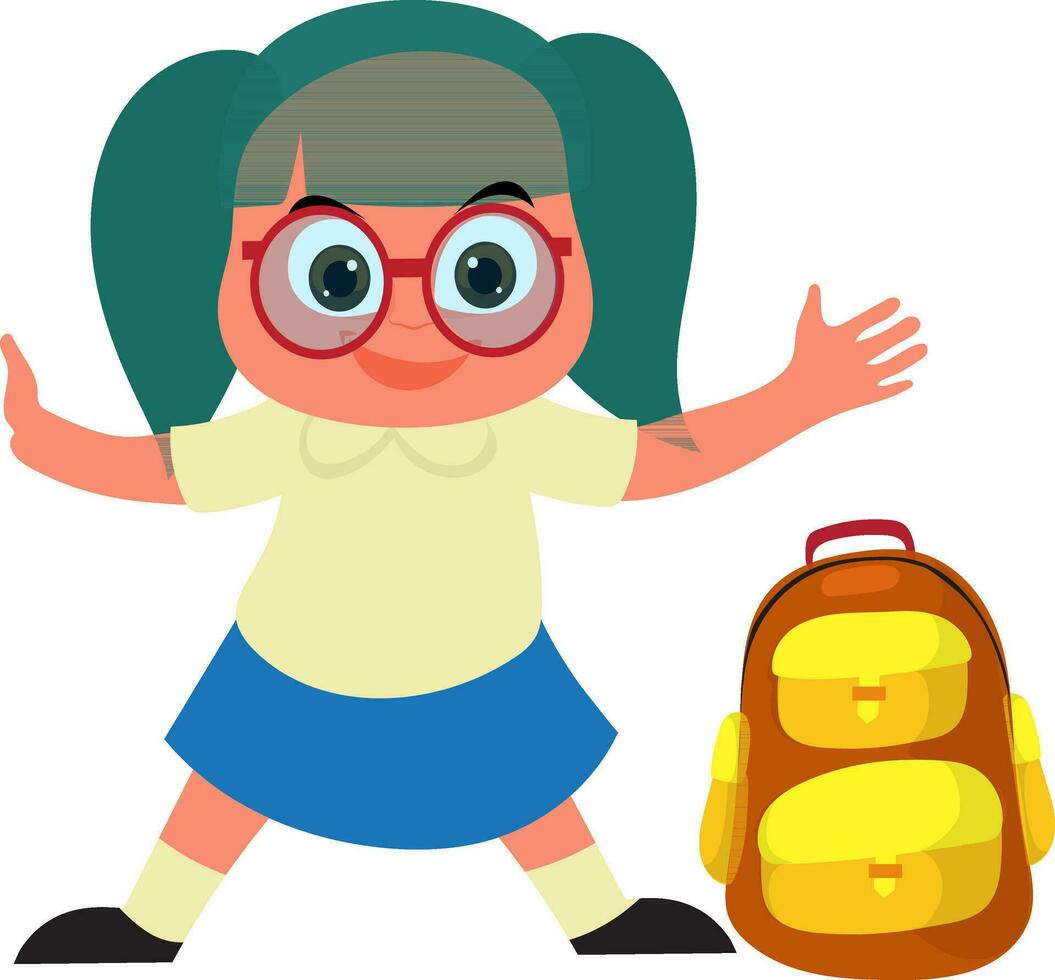 Cartoon character of girl with bag. 24910708 Vector Art at Vecteezy