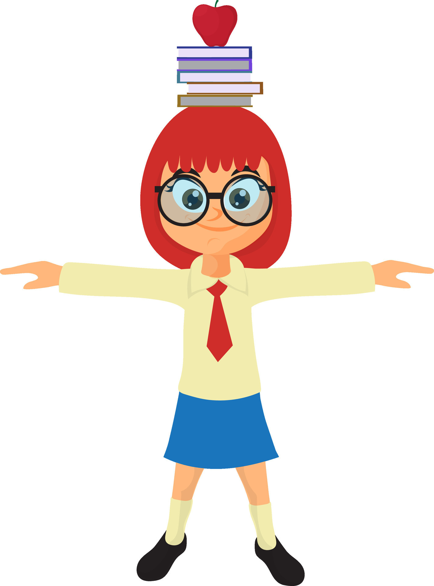 Cartoon character of girl in school uniform with books. 24910718 Vector