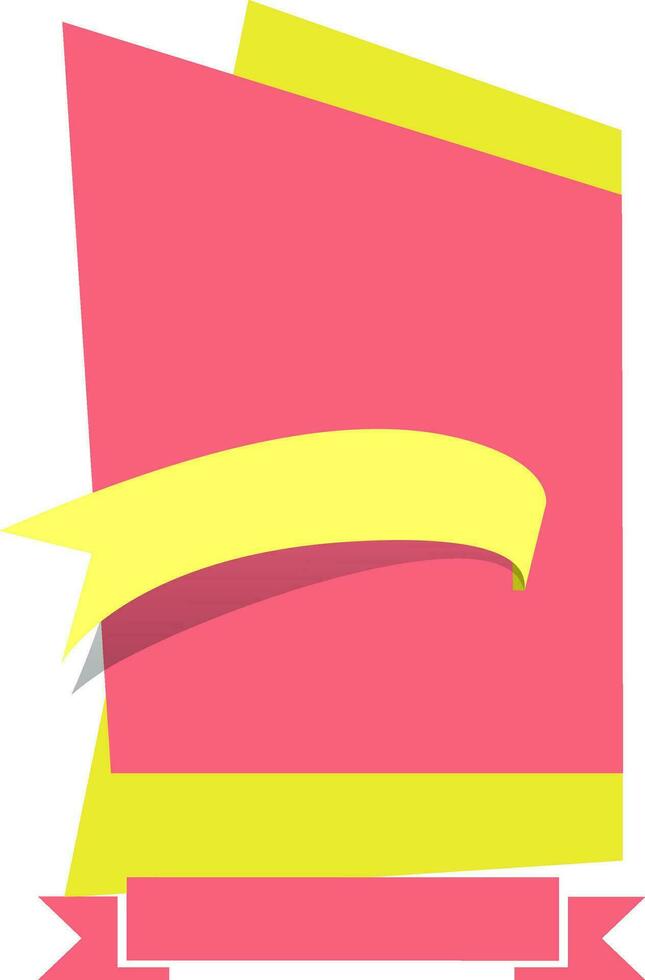 Pink and yellow paper banner or tag design. vector