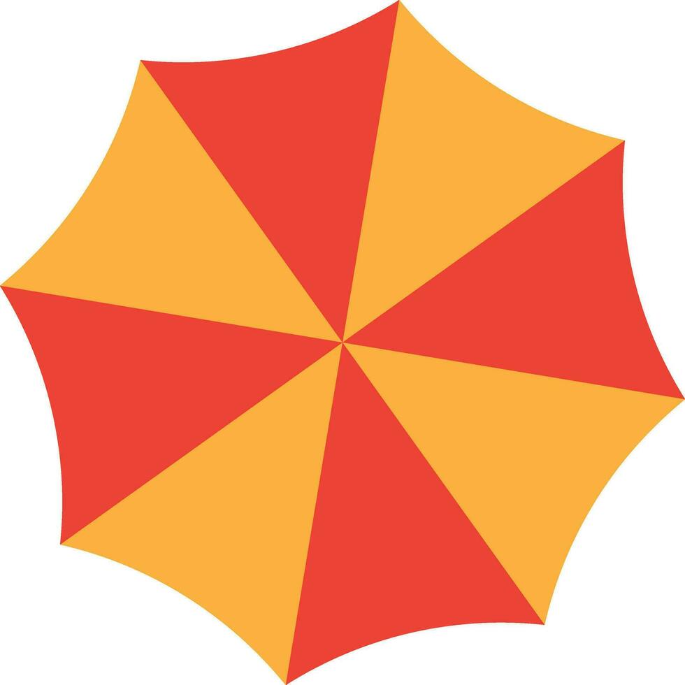 Flat illustration of a yellow and orange umbrella. vector