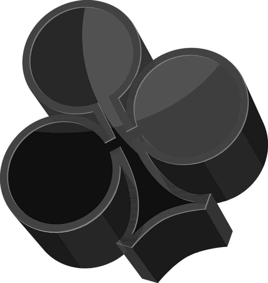 3D clubs, Playing card sign or symbol. vector