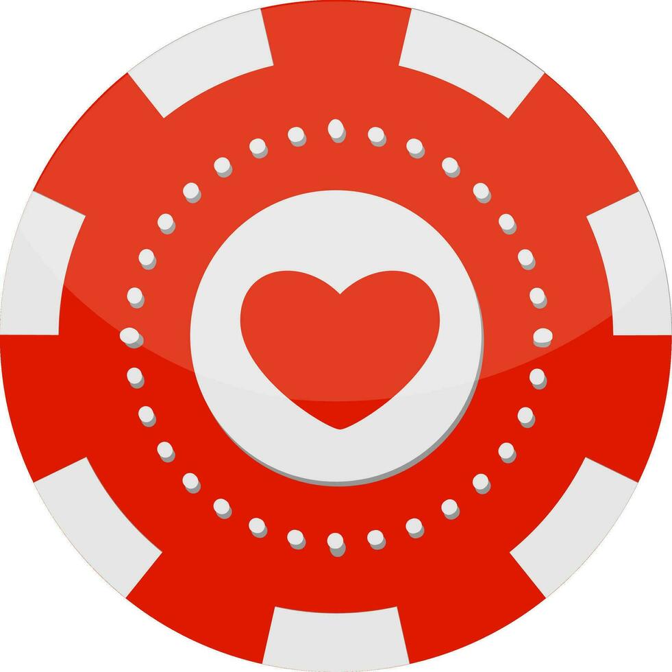 casino chip with heart symbol. vector