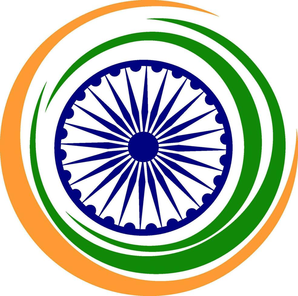 Ashoka Wheel with Indian Flag colors. vector