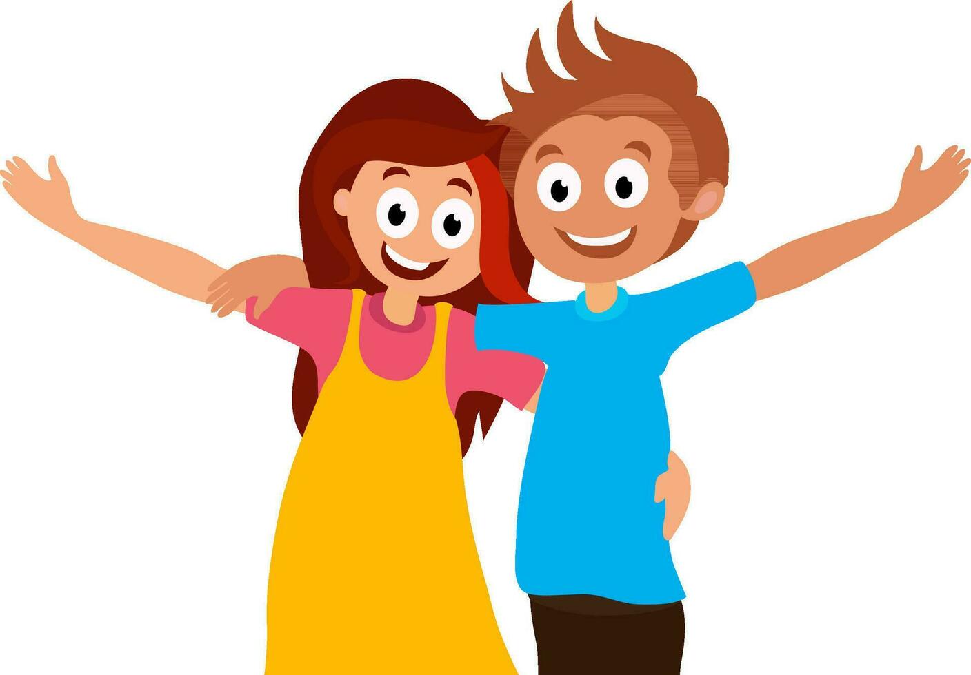 Illustration of young girl and boy. vector