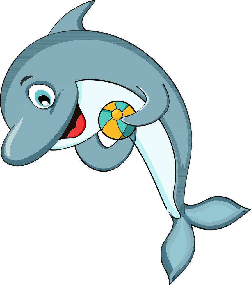 Illustration of a funny dolphin. vector
