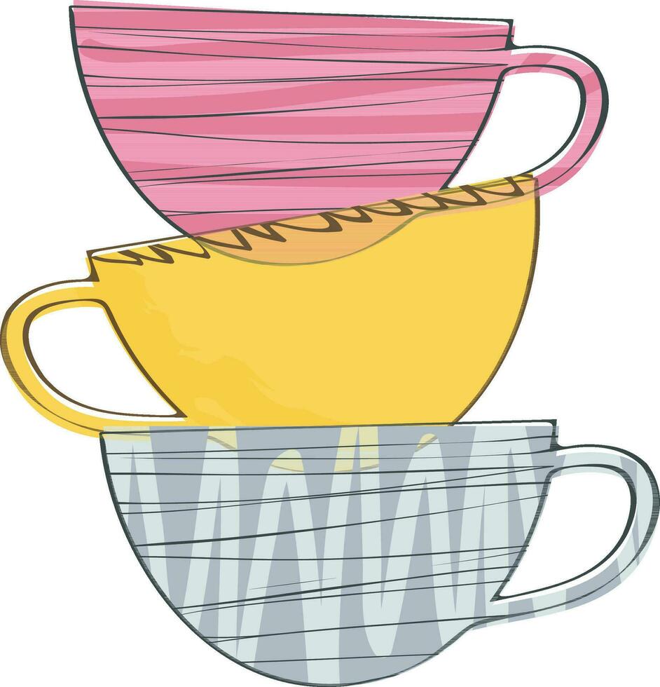 Flat illustration of colorful cups. vector