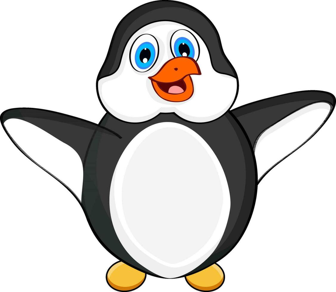 Cartoon character of cute penguin. vector