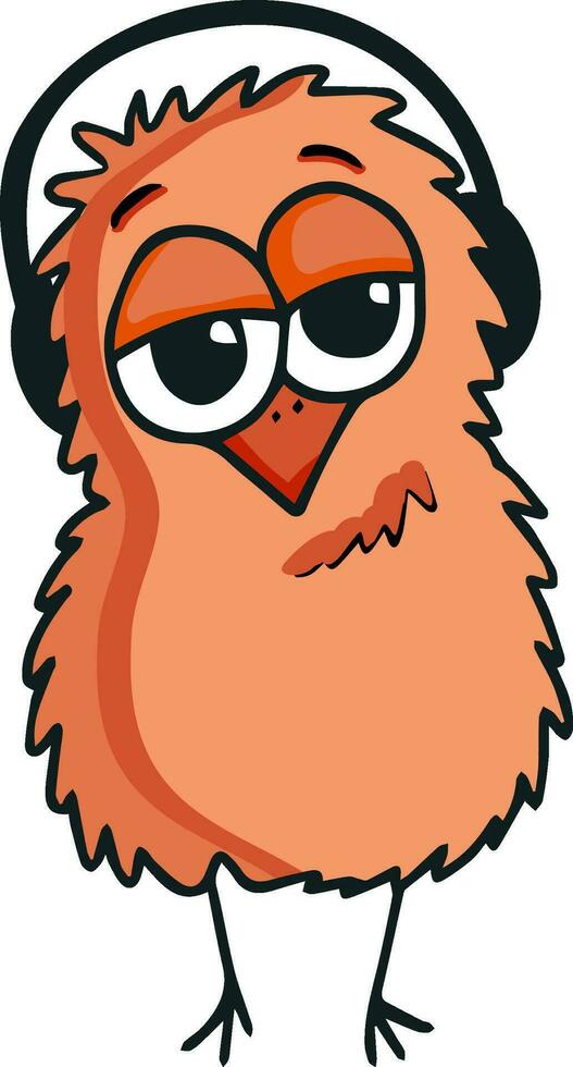 Cute bird with headphone. vector