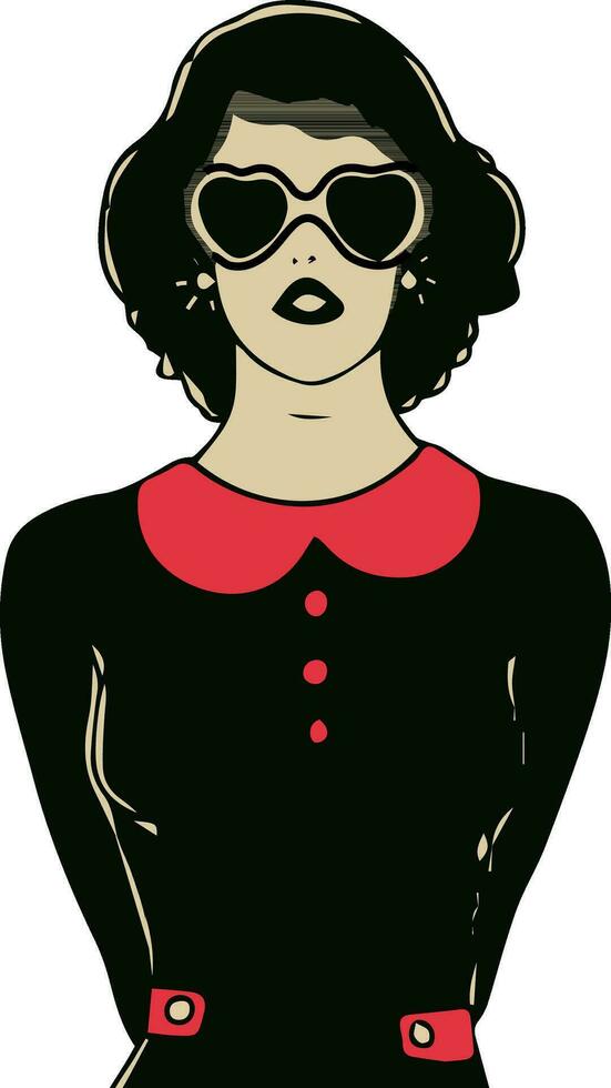 Character of a young girl in retro style. vector