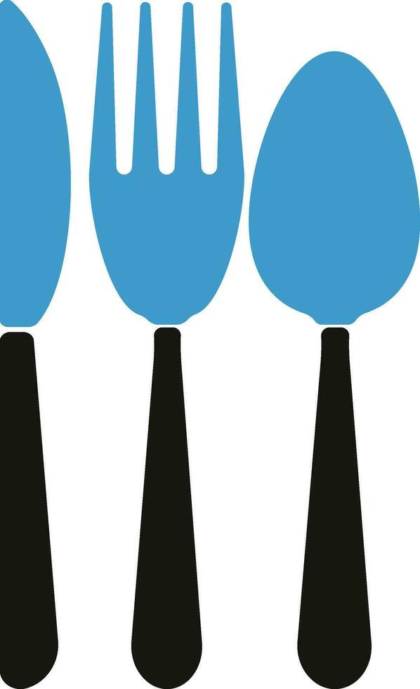 Cutlery Set with Knife, Fork and Spoon. vector