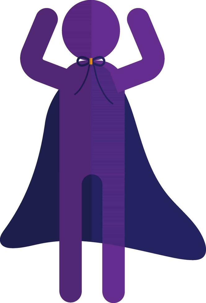 Purple faceless man wearing costume of superhero in blue color. vector