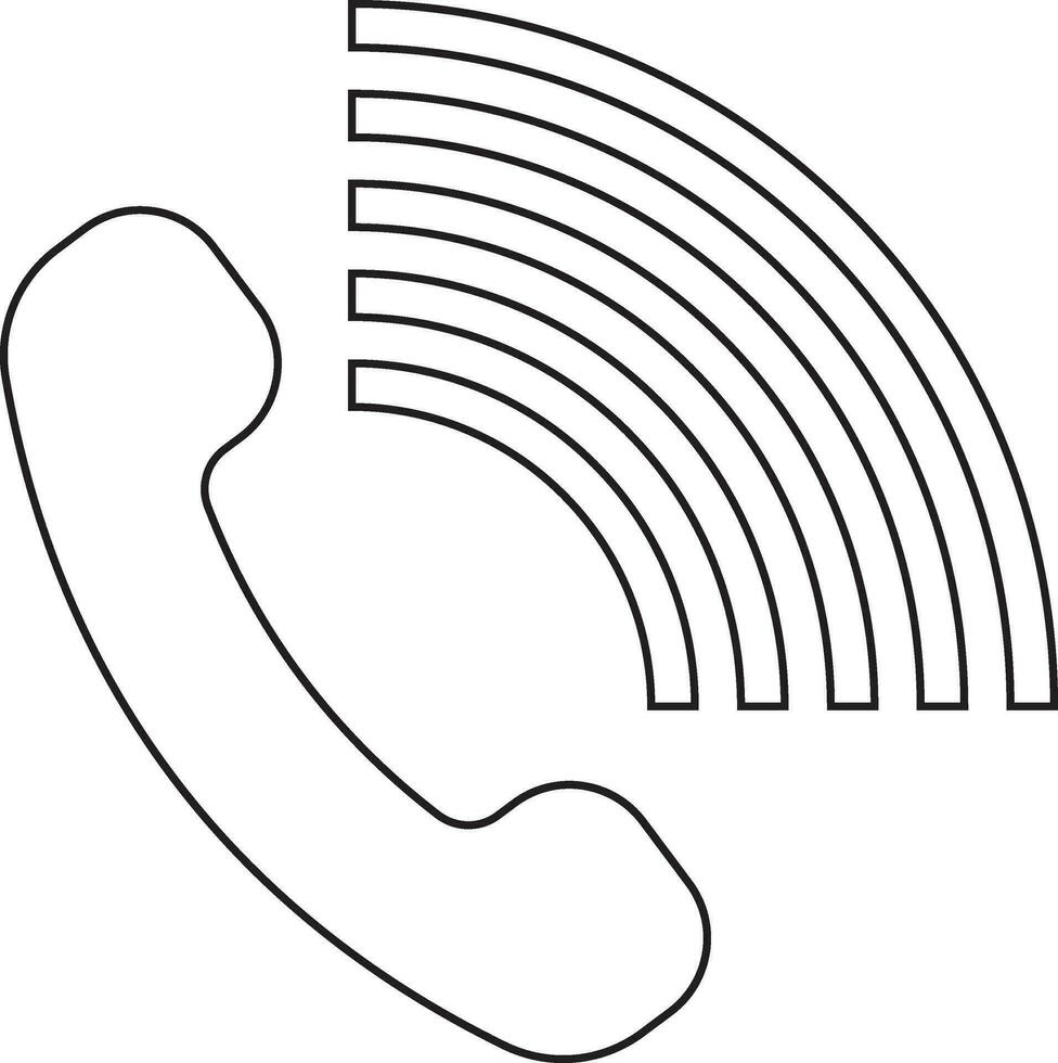 Black line art phone on white background. vector
