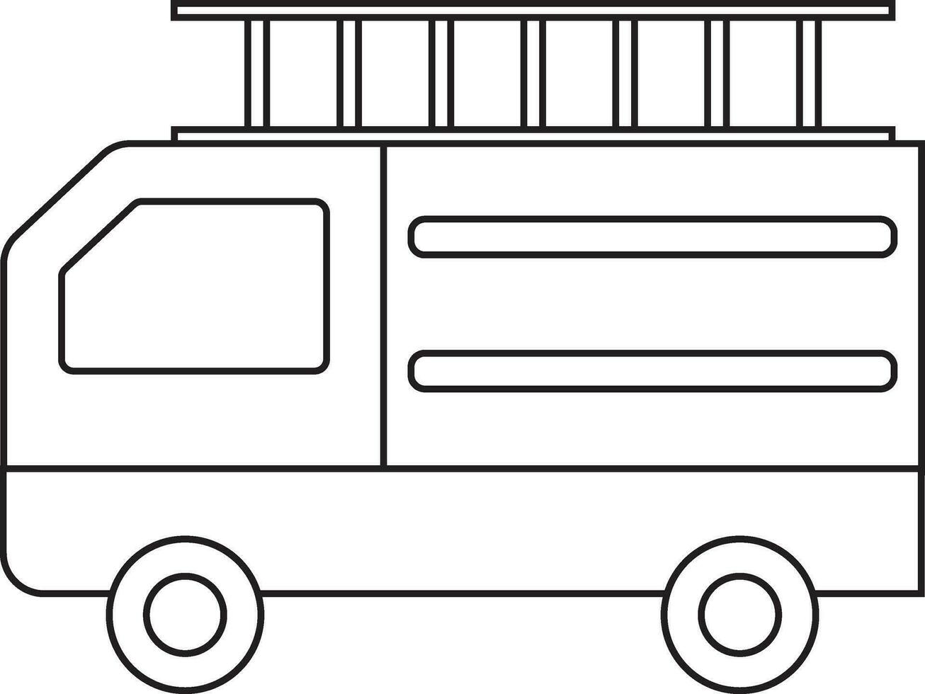 Fire truck in black line art. vector