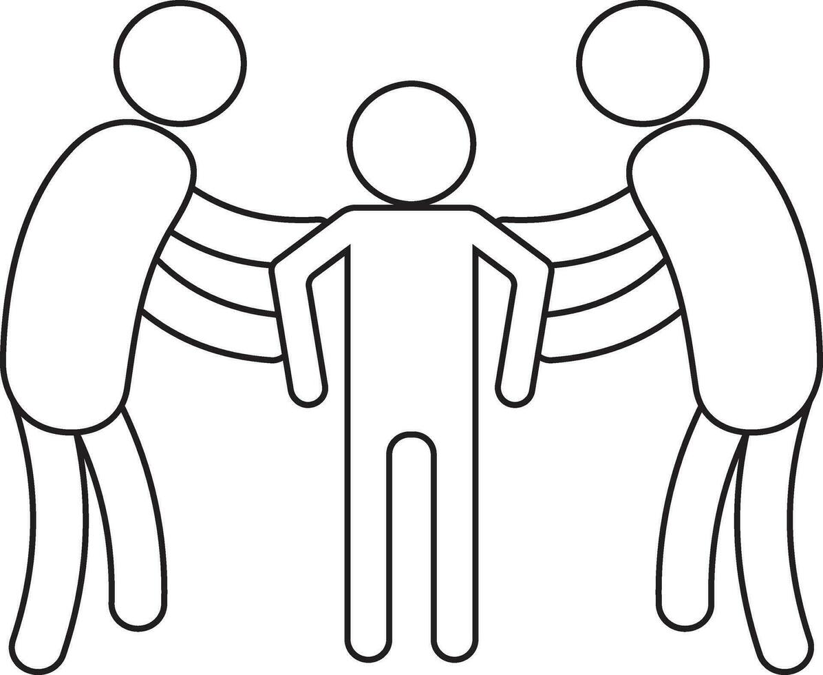 Character of faceless two mans holding a another person. vector