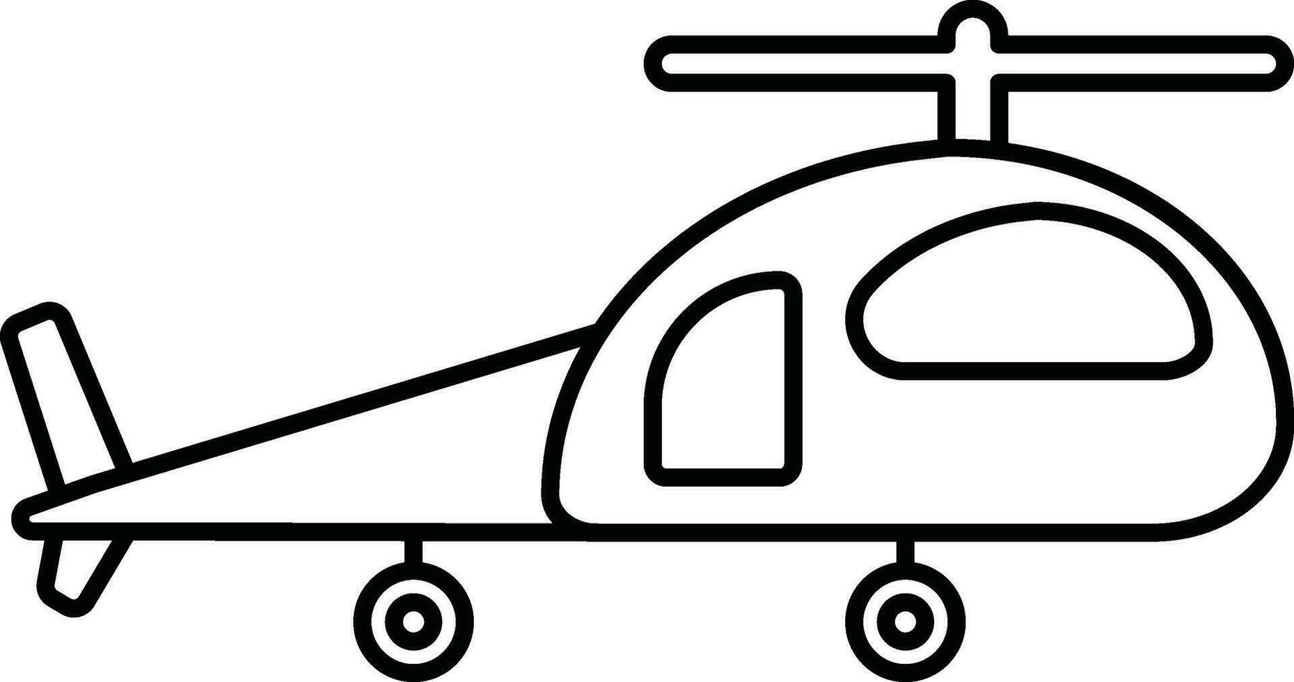 Stroke style of helicopter icon. vector