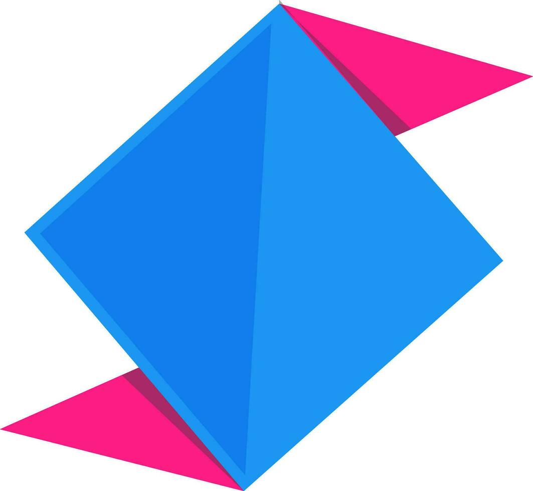 Paper origami style ribbon made with blue and pink color. vector