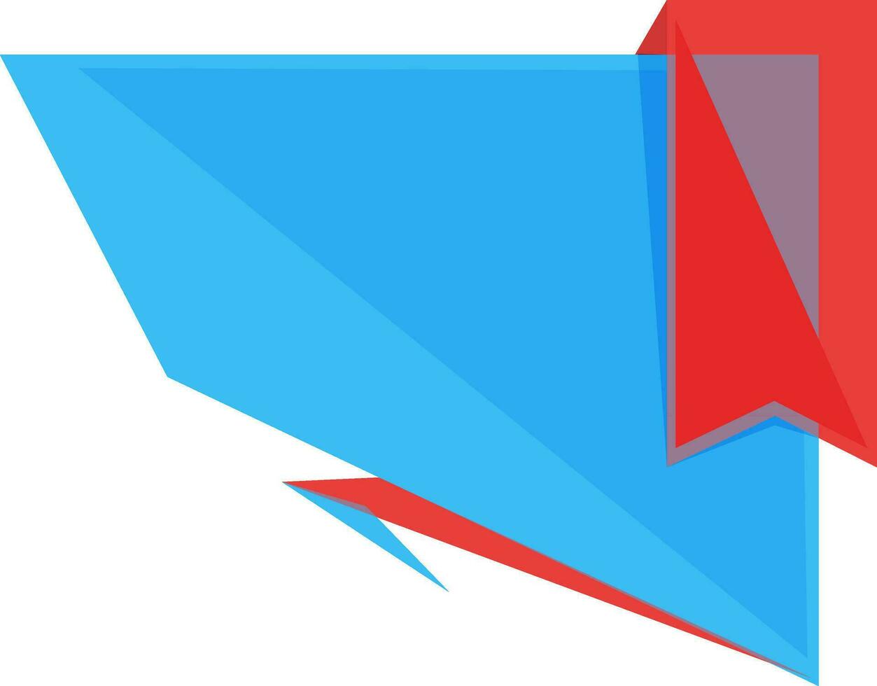 Paper origami style ribbon in red and blue color. vector