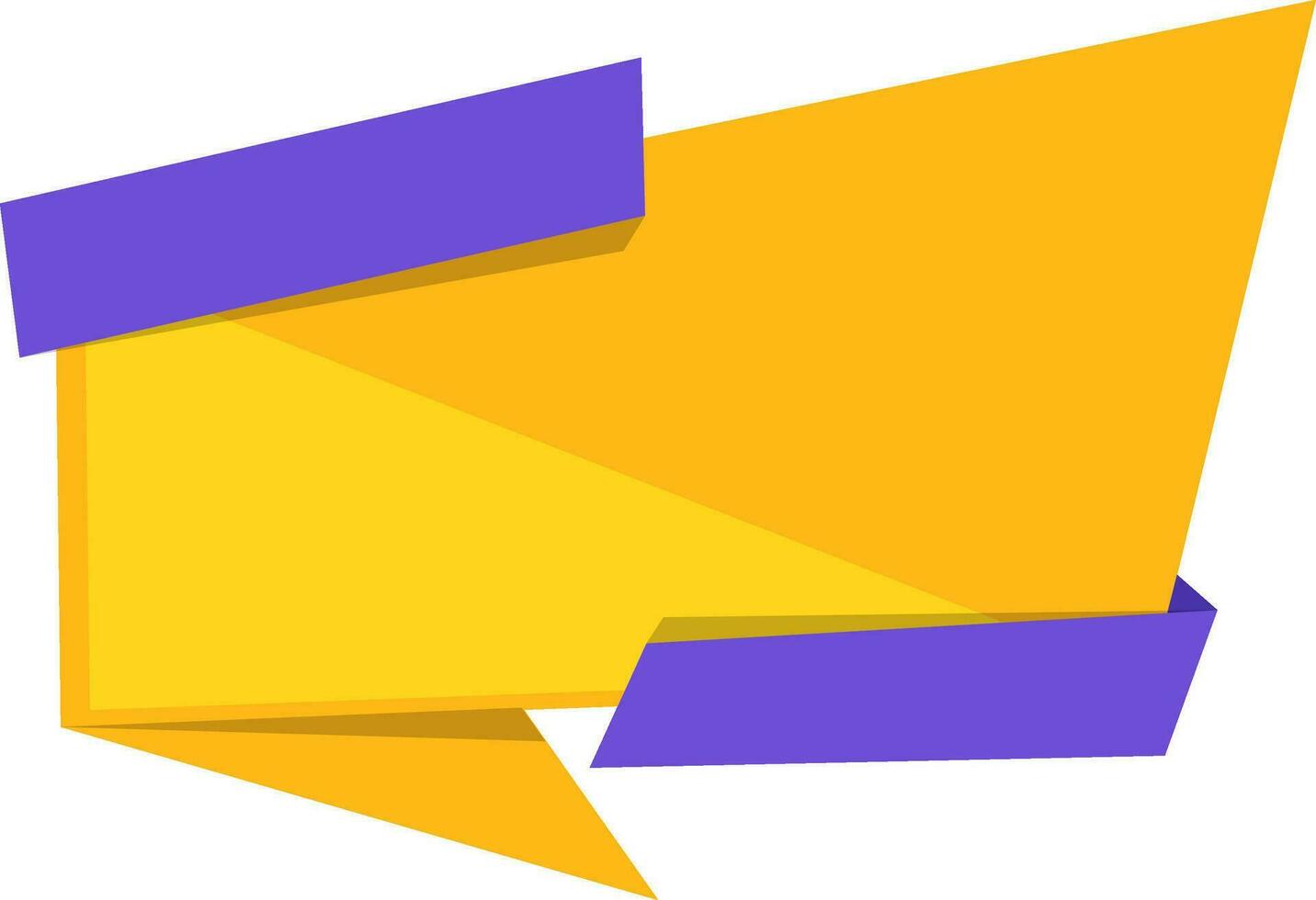 Polygonal shape ribbon in purple and yellow combination. vector