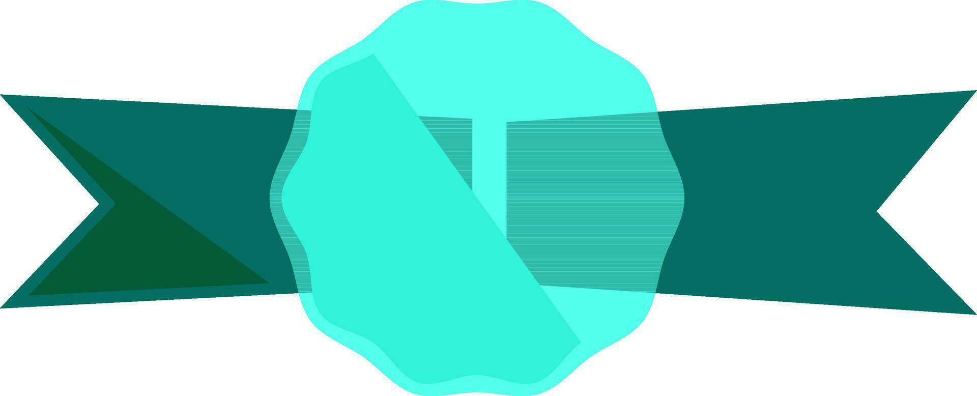 Badge style ribbon in cyan and green color. vector