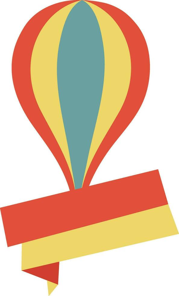 Flat colorful hot air balloon with ribbon. vector