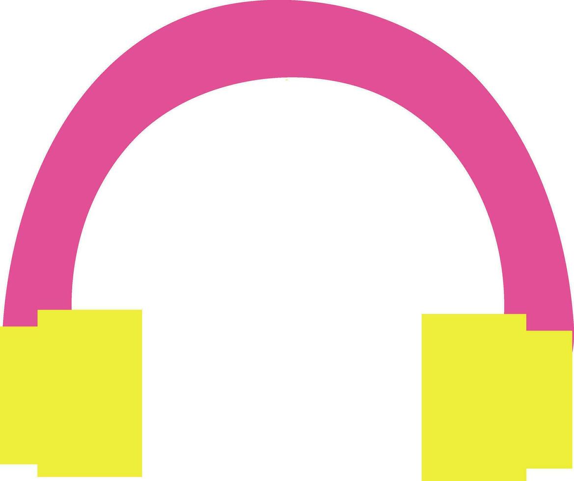 Pink and yellow headphone on white background. vector