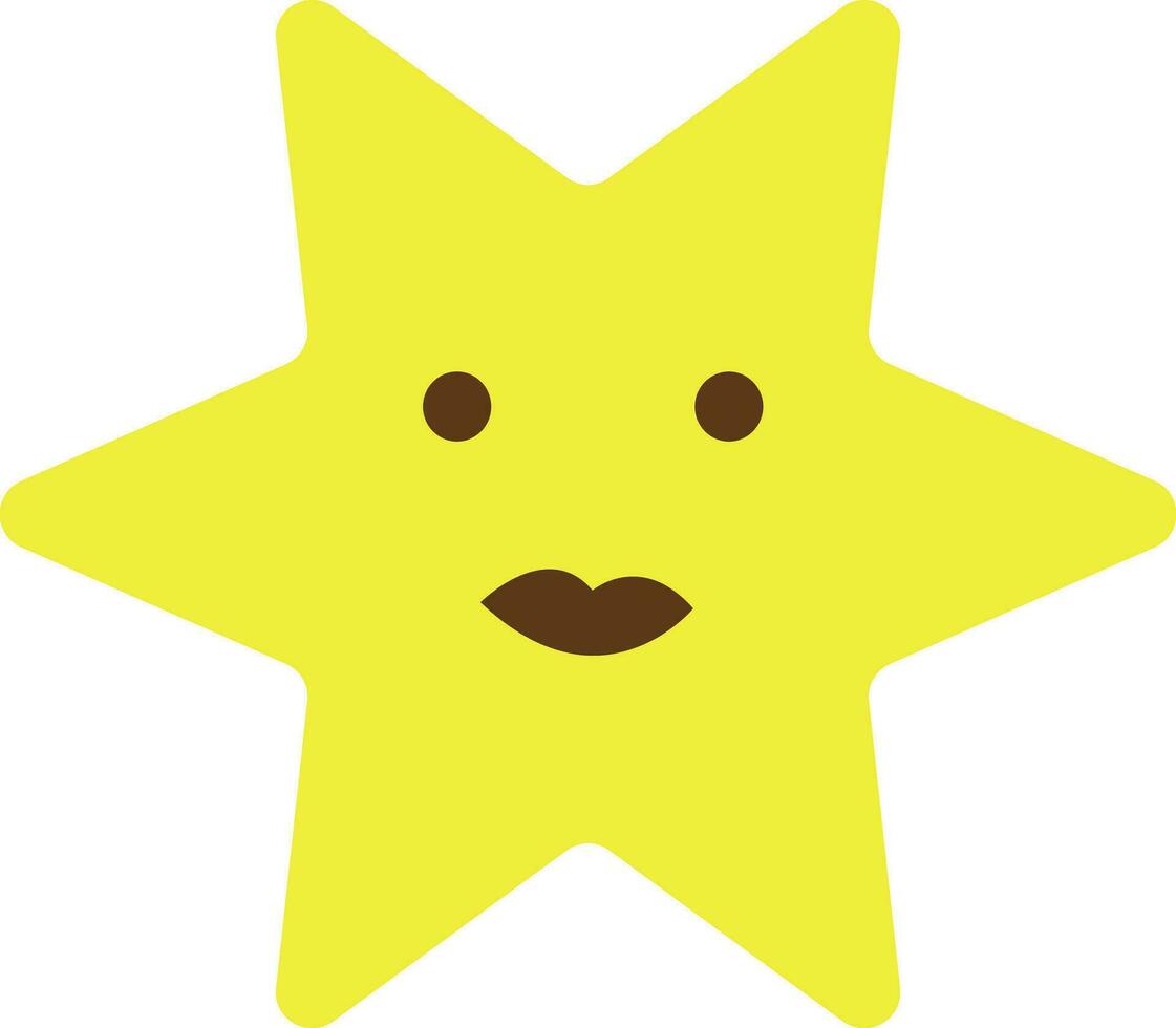 Character of starfish in yellow and brown color. vector