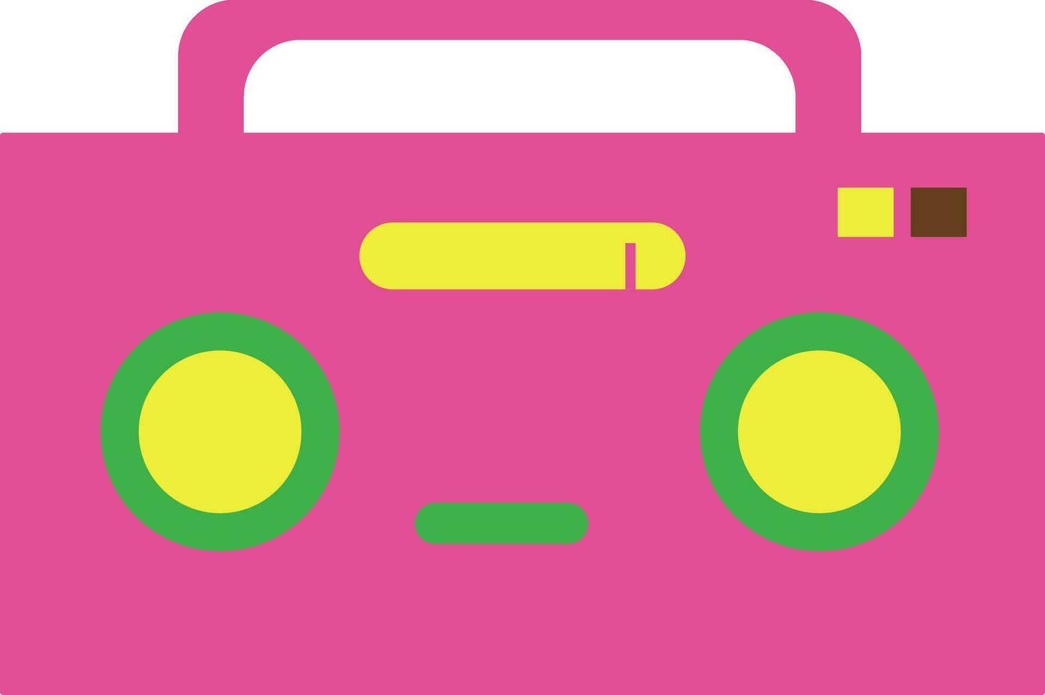 Pink and yellow radio in flat style. vector